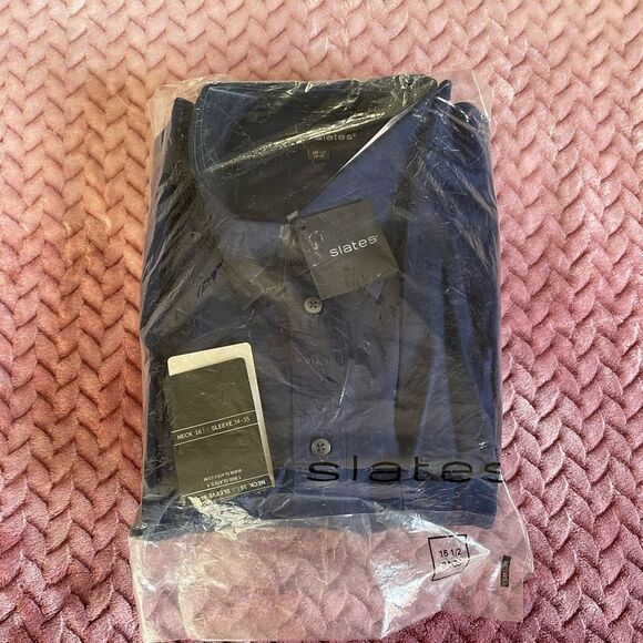 NWT Slates Formal Button Down Long Sleeve Shirt Mens Neck Size 16 1/2 - Picture 7 of 9